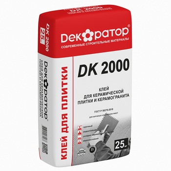 КЛЕЙ для керамической плитки и керамогранита ДЕКОРАТОР DK2000 (25кг) (56шт)